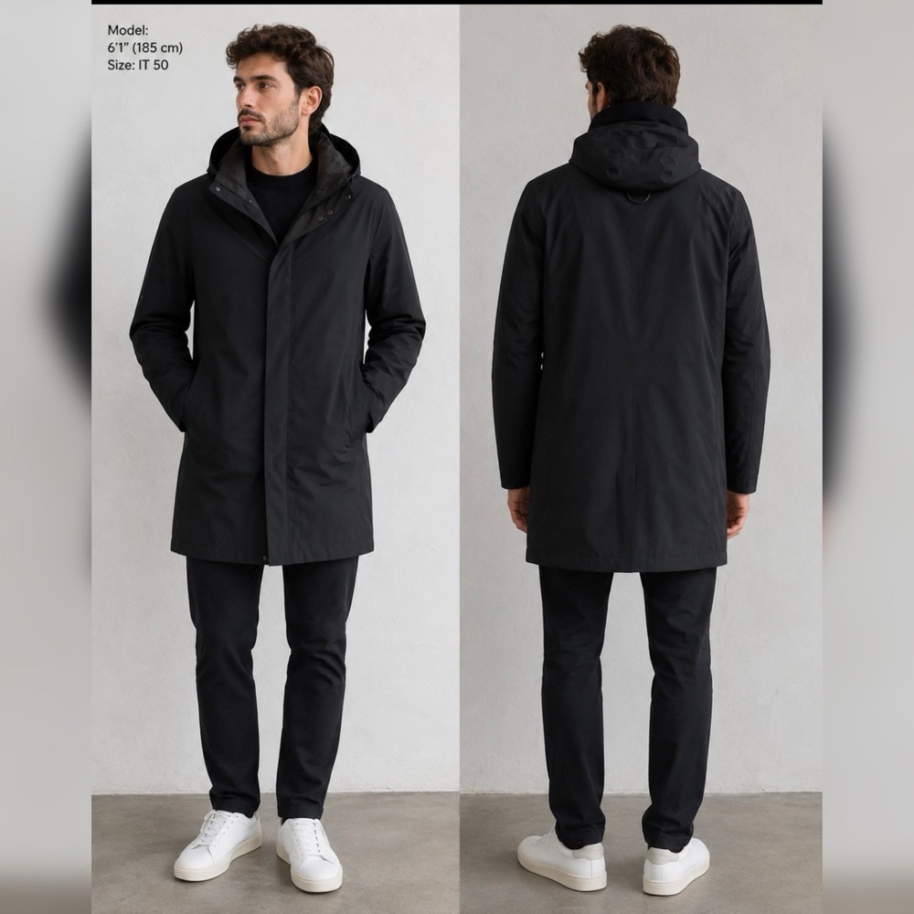 Men's Herno Laminar Rain Jacket Raincoat Hooded Black IT 50 (Large) Gore-tex